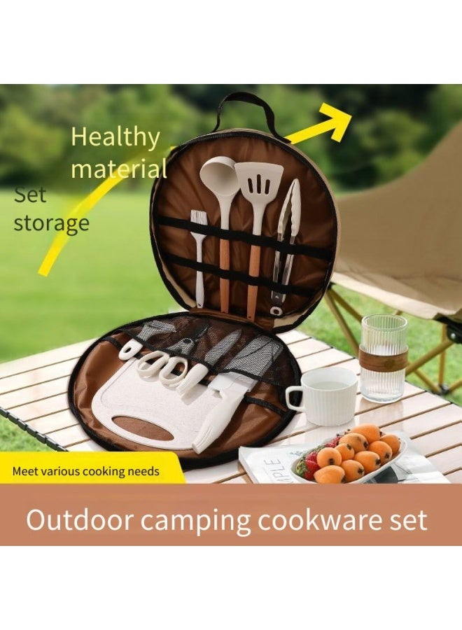 عام مجموعة أطباق سيراميك متنقلة من 9 قطع للخيام والغداء الهوائي في الهواء الطلق مع حقيبة تخزين مجانية - Image 1